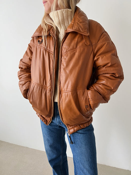 Camel Leather Bomber | L