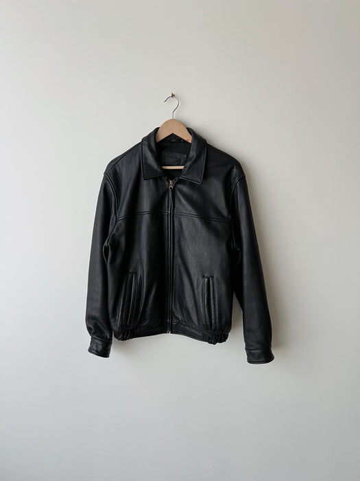 Black Leather Bomber | M