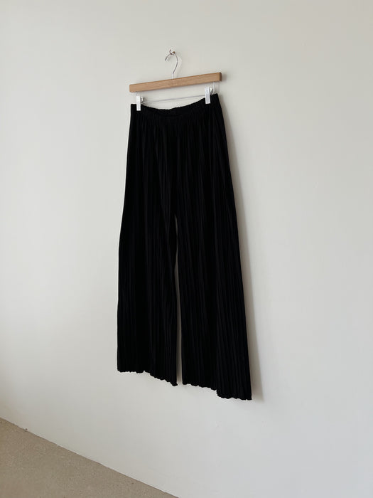 Black Ribbed Palazzo Pants | L