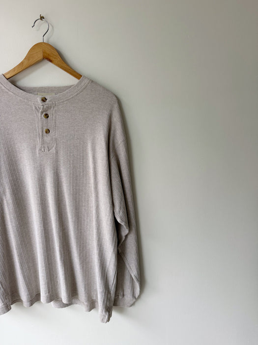 Oat Ribbed Henley Shirt | L
