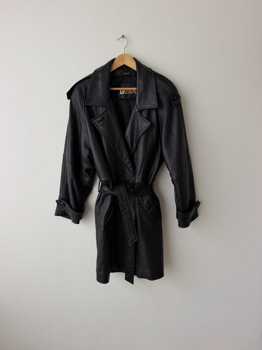 Black Leather Wrap Coat | L/XL