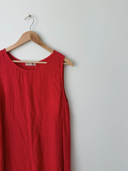 Red Linen Dress | L