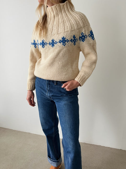 Cream Hand Knit Sweater | S