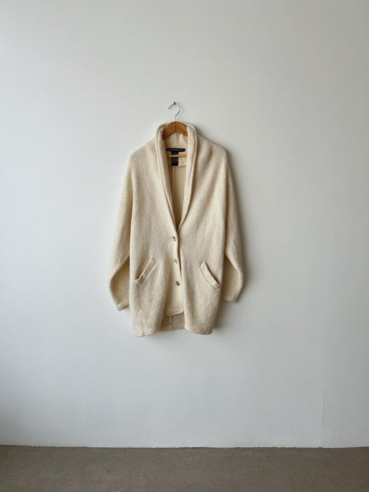 Cream Mohair Wool Cardigan | L/XL