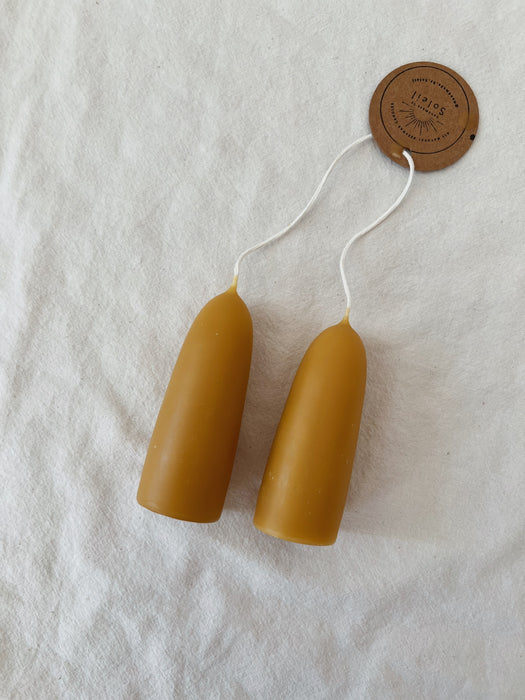 Stubby Pair Hand Dipped Beeswax Candles