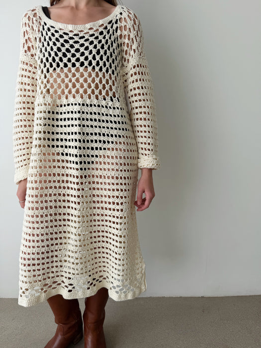 Cream Crochet Dress | XL