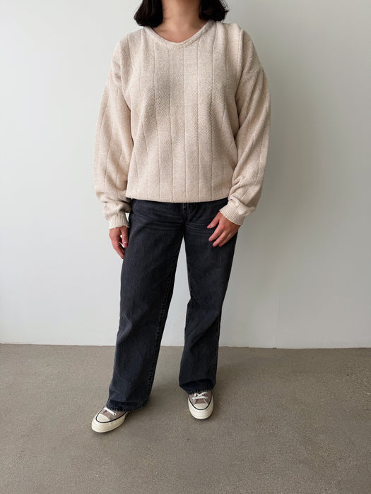 Cream Cotton Sweater | M