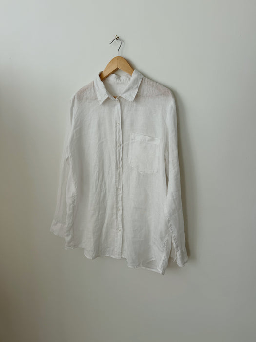 White Linen Button Up | L
