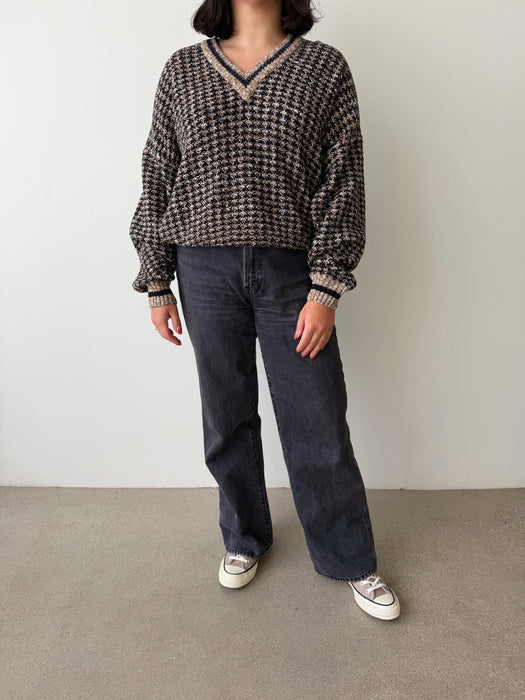 Patterned Knit Sweater | L