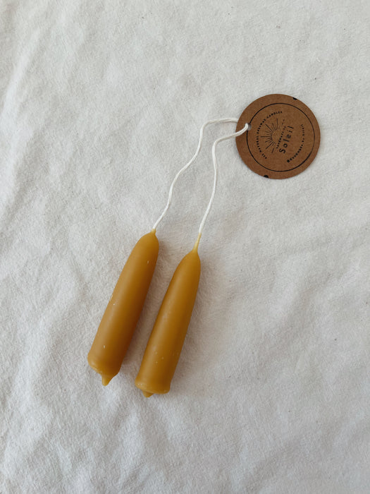 Short Taper Pair Hand Dipped Beeswax Candles