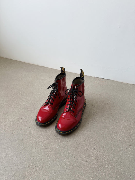 Red Patent Leather Dr Martens Boots | 9.5
