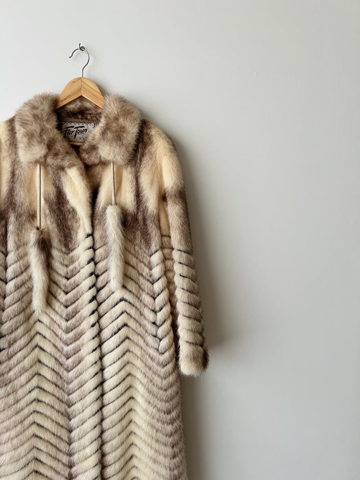 Mink Fur Chevron Coat | S