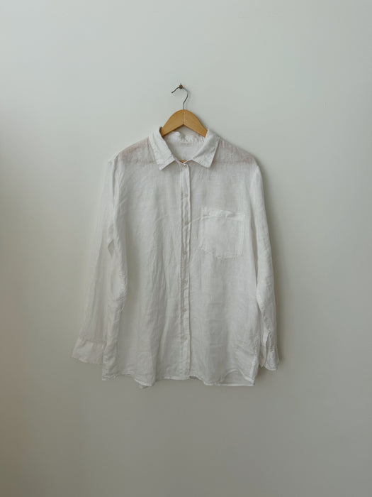 White Linen Button Up | L