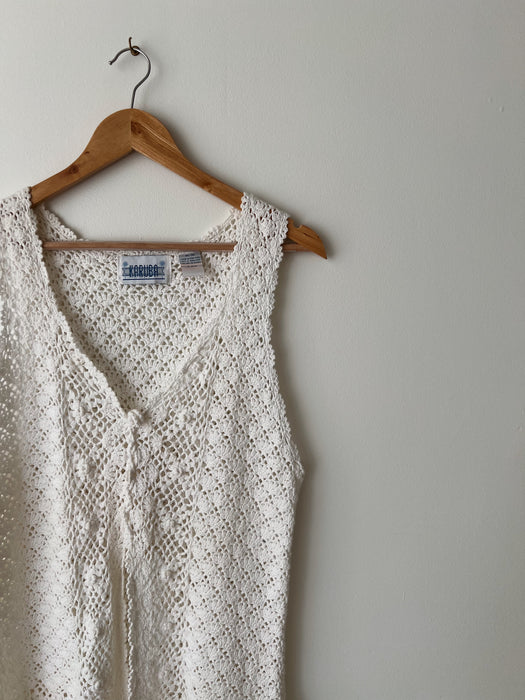 White Crochet Vest | M