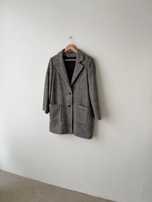 Herringbone Wool Coat | L