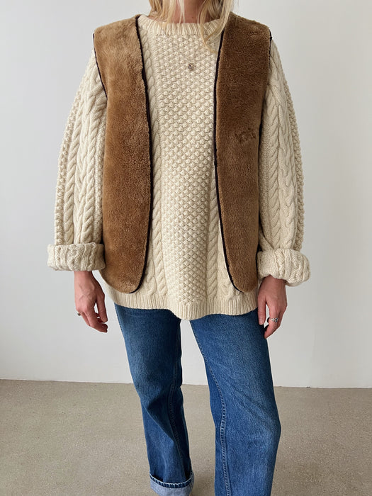 Brown Faux Fur Vest | M/L