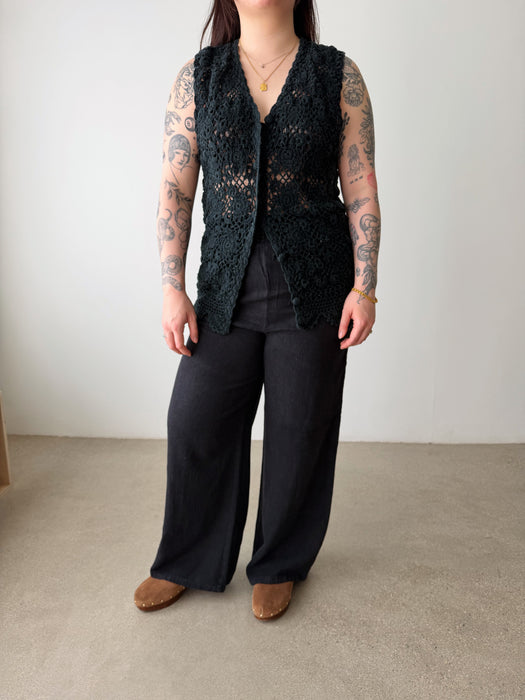 Black Linen Pants | L