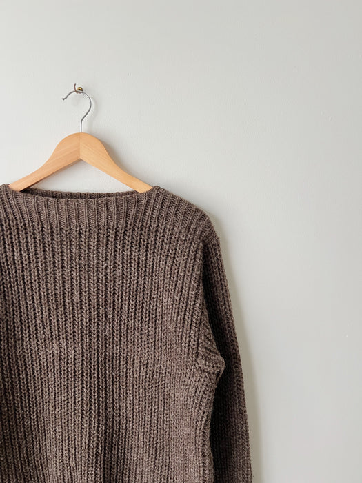 Brown Wool Knit Sweater | L