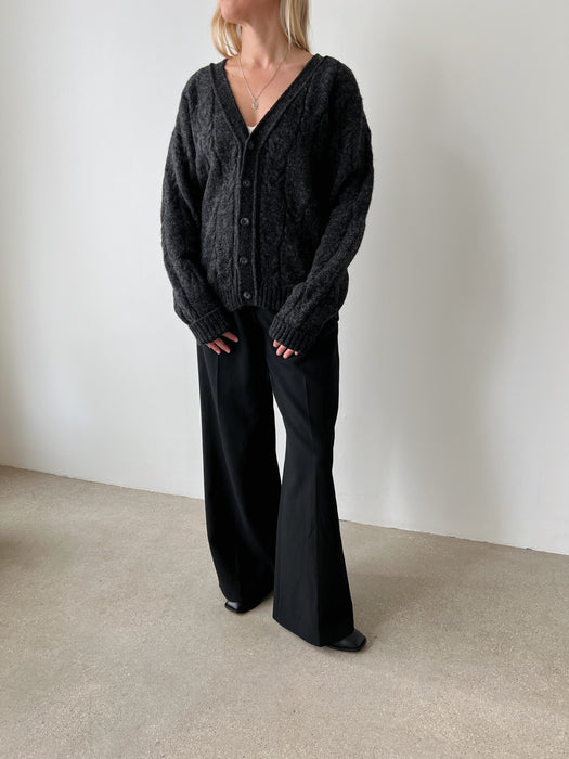 Charcoal Wool Knit Cardigan | M/L