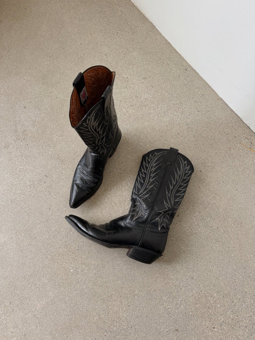 Black Leather Cowboy Boot | 7