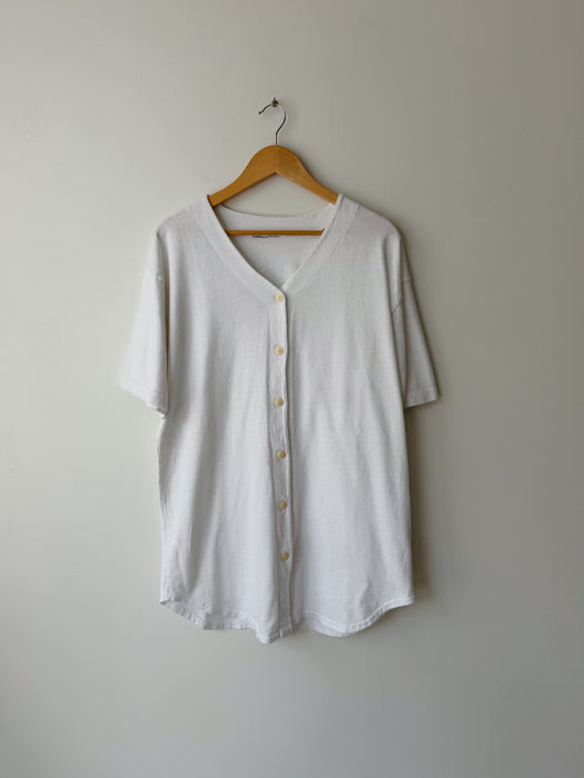 White Cotton Baseball Tee | XL