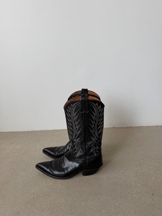 Black Leather Cowboy Boot | 7