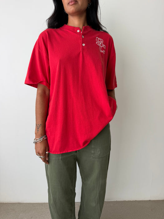 Red Henley Tee | XL