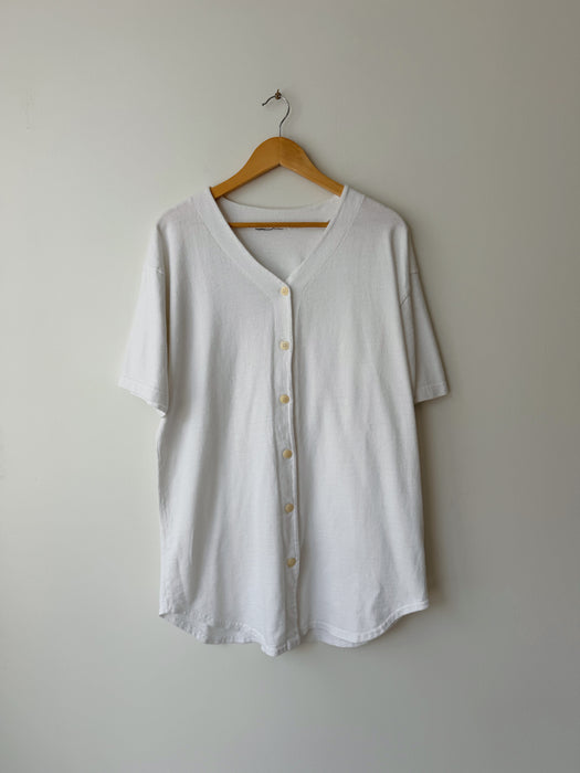 White Cotton Baseball Tee | XL