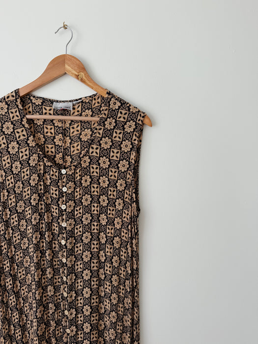 Beige & Black Patterned Dress | L