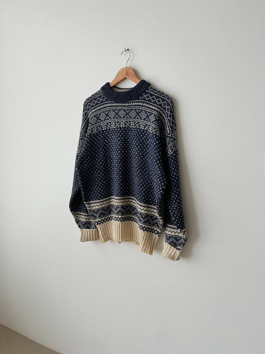 Navy Patterned Sweater | L