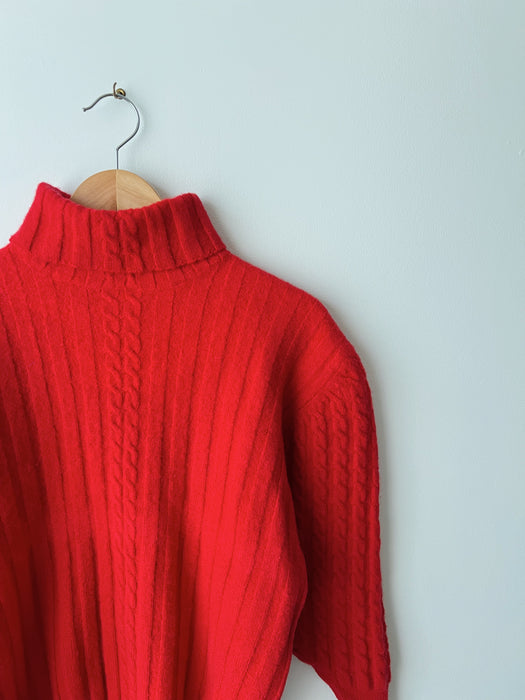 Cherry Red Wool Turtleneck | S