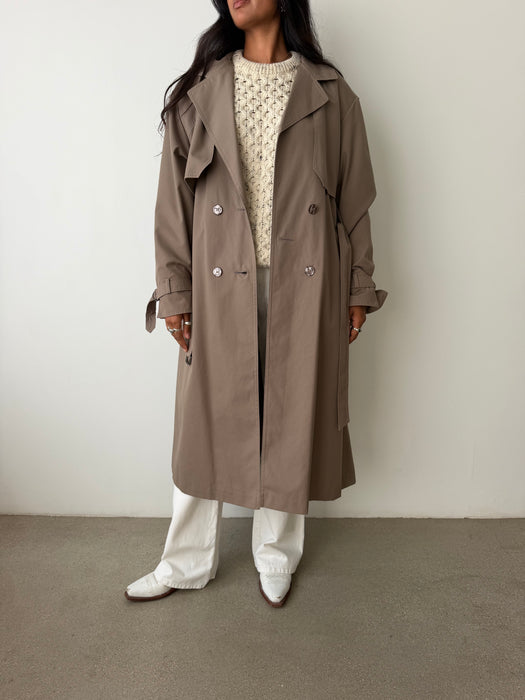 Warm Grey Trench Coat | L