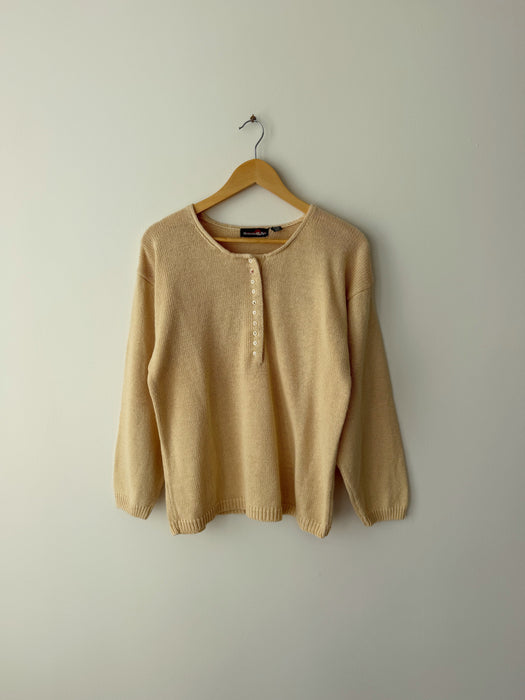 Pale Yellow Henley Sweater | S/M