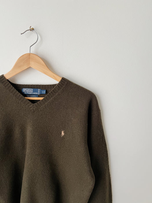Green Wool Polo Sweater |