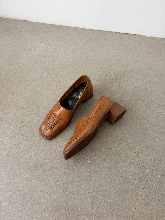 Tan Woven Leather Shoe | 10