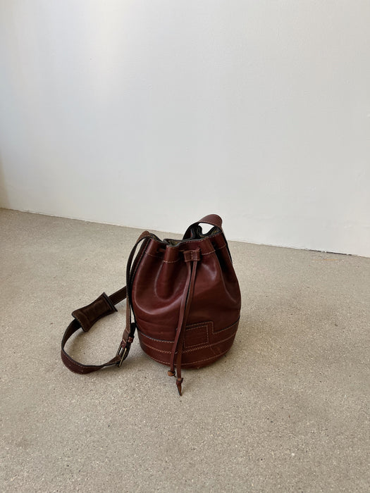 Brown Leather Bucket Bag