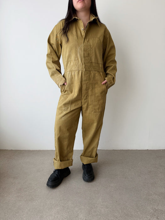 Olive Cotton Coveralls | L