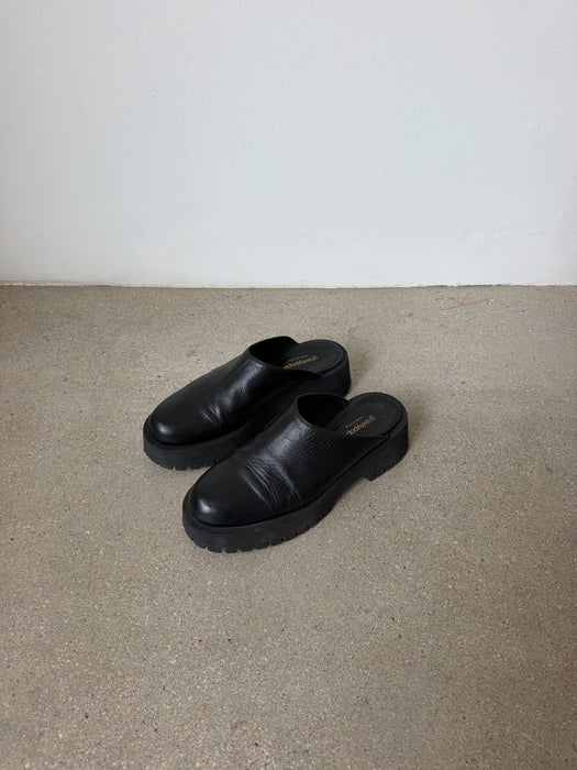 Black Leather Clogs | 8.5