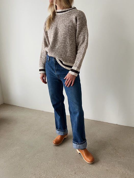 Tan Marled Knit Sweater | S