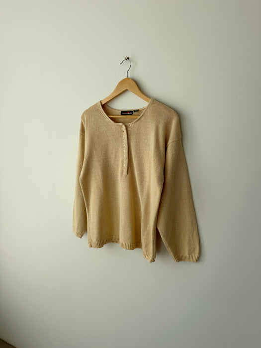 Pale Yellow Henley Sweater | S/M