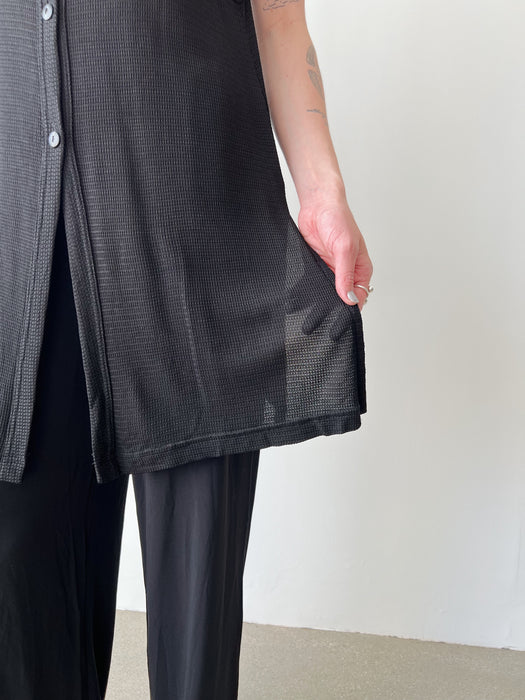 Black Button Down Vest | M