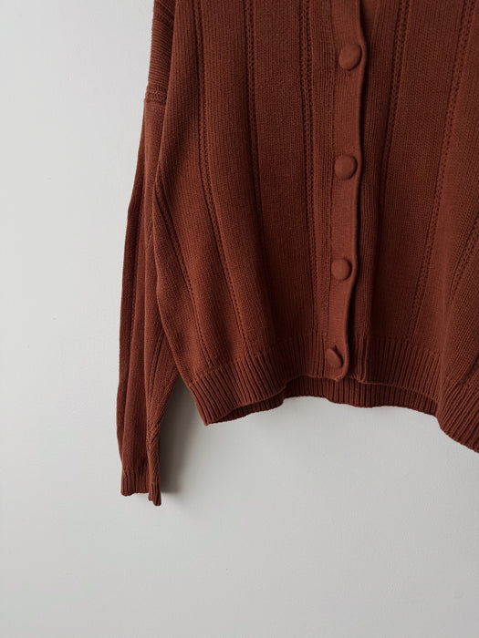 Brown Cotton Cardigan | M