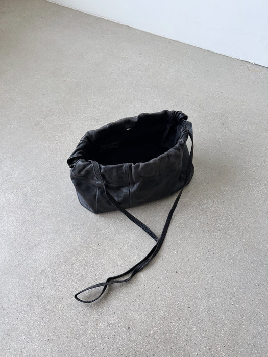 Black Leather Pouch Purse