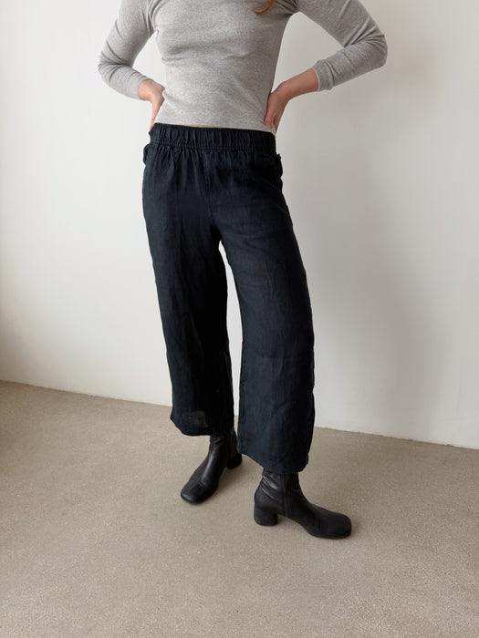 Black Linen Pants | M