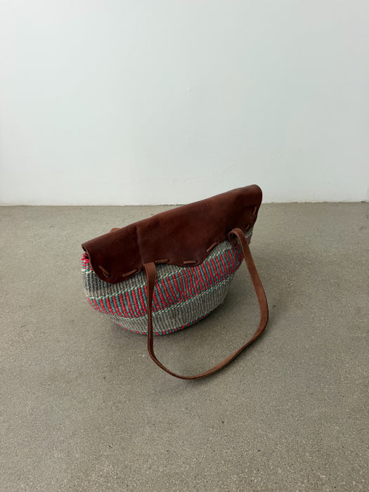 Brown Leather Sisal Bag
