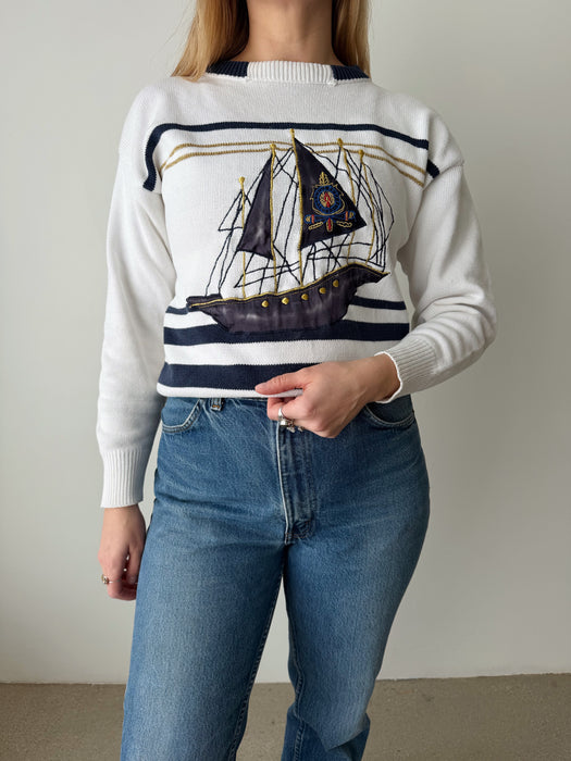 Cotton Sailboat Sweater | S