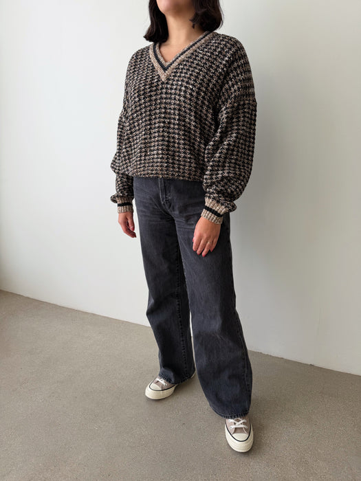 Patterned Knit Sweater | L