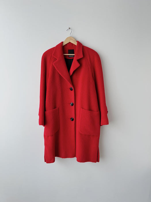 Red Alpaca Wool Coat | L/XL