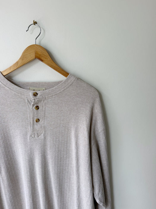 Oat Ribbed Henley Shirt | L