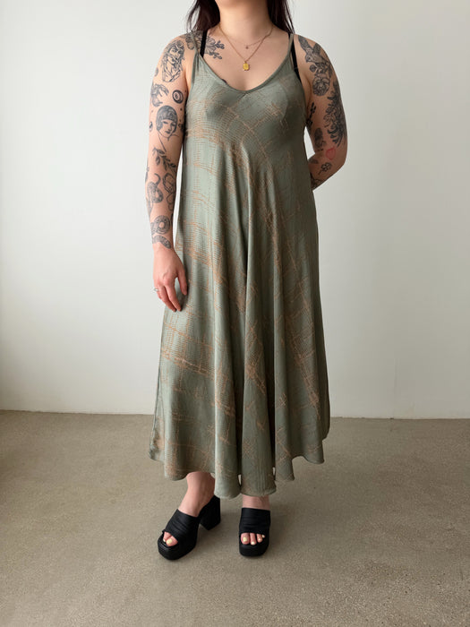 Moss Green Silk Dress | M/L
